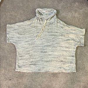 Grey black and white short sleeve turtle neck top